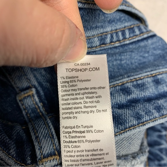 Topshop 30 waist straight heavyweight jeans medium wash factory distressing - Picture 4 of 9
